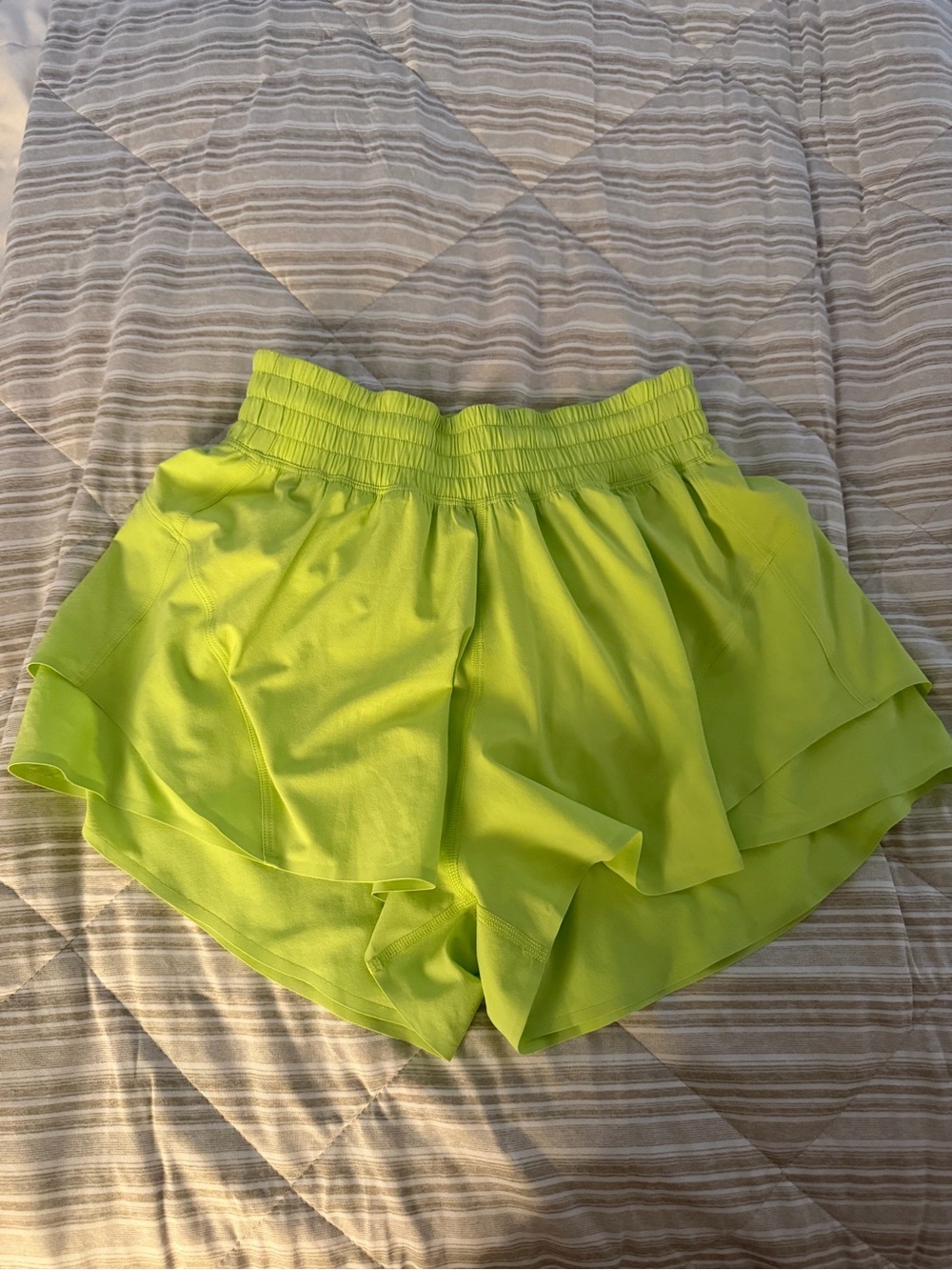 lululemon athletica Neon Lime Layered Running Shorts